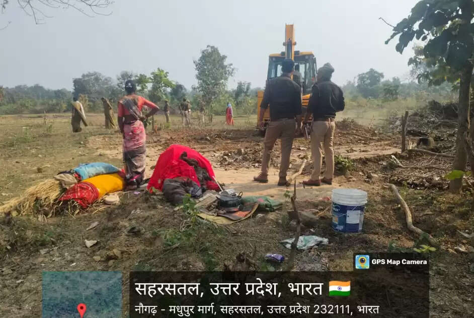  Bulldozer action in Naugarh Forest Bulldozers used remove encroachment Naugarh Forest Ranger Amit Srivastava
