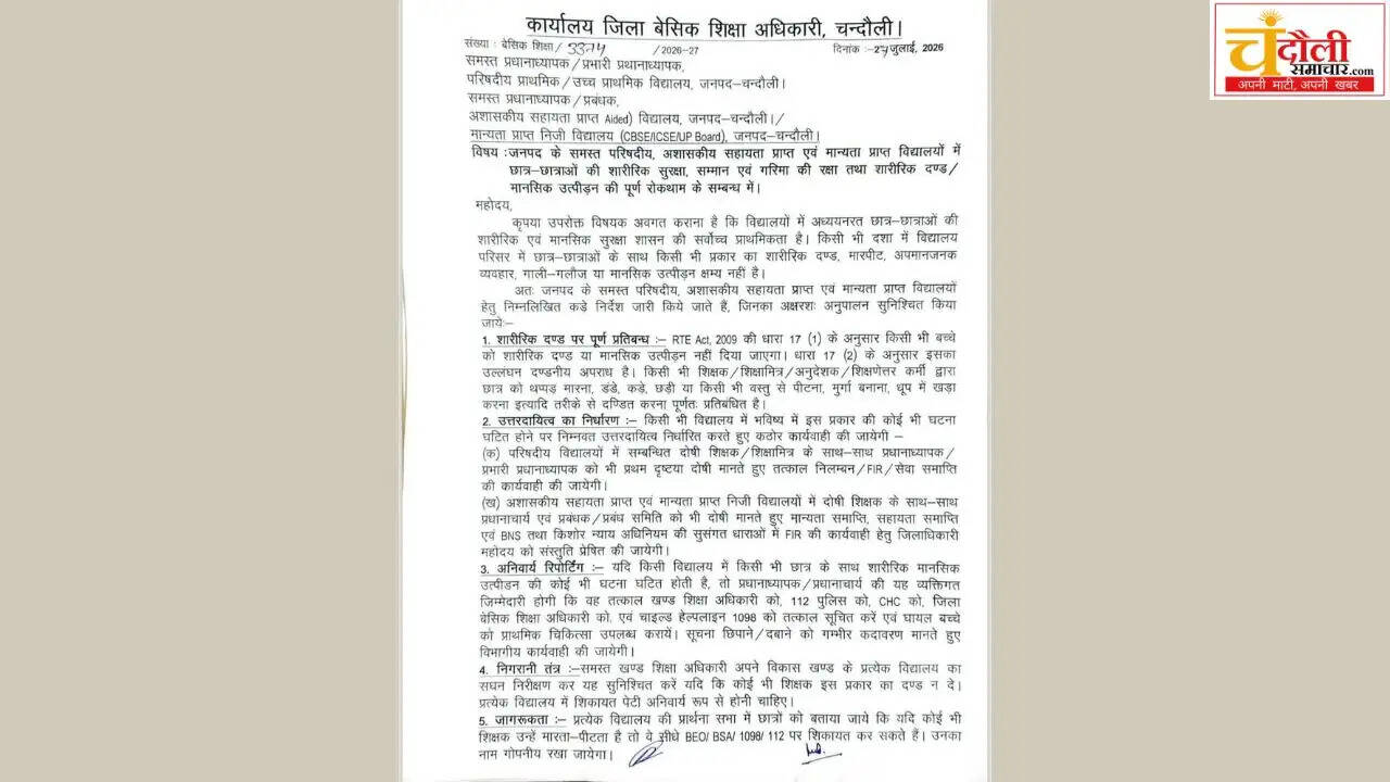 chandauli-bsa-strict-order-against-school-corporal-punishment