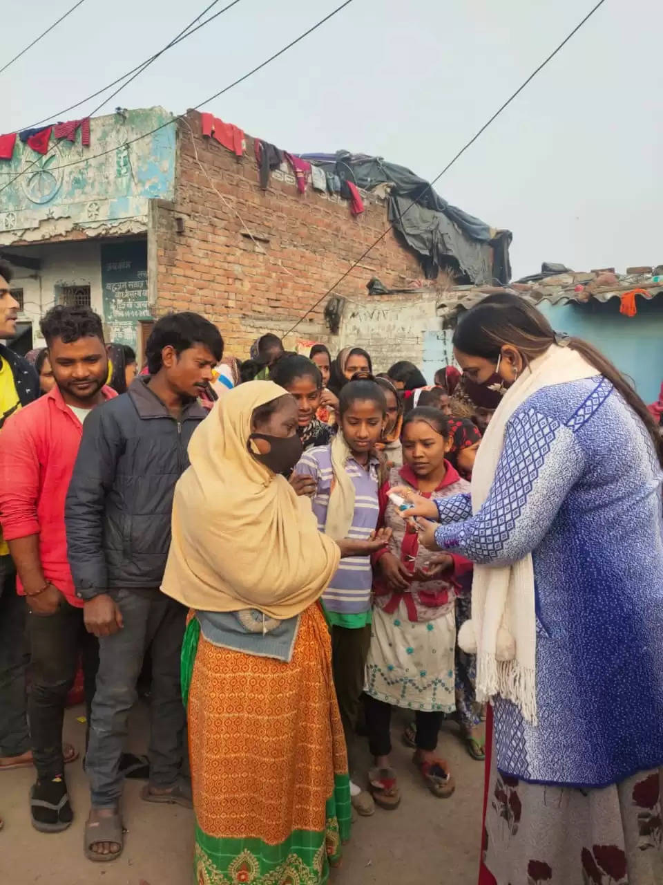 Distribution of masks and sanitizers