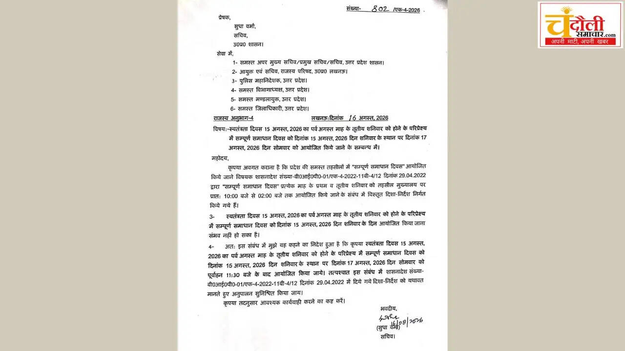 chandauli-sampurna-samadhan-divas-rescheduled-august-17