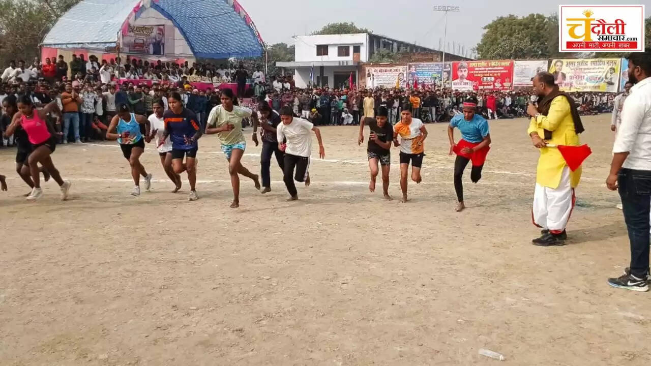 Chandauli news Dhanapur race competition, Chandauli khabar Manoj Singh W event,