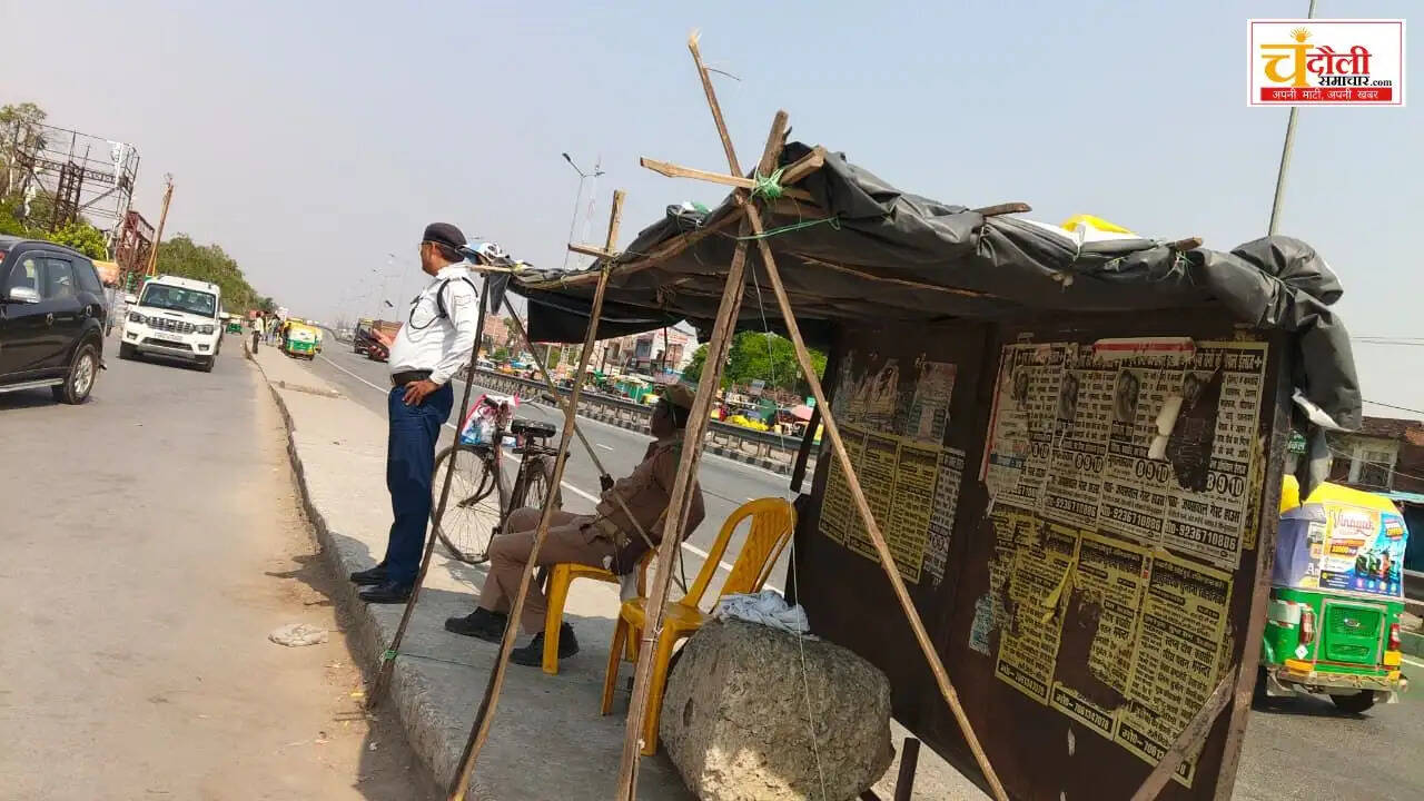 chandauli-traffic-police-duty-heatwave-lack-of-facilities-highway