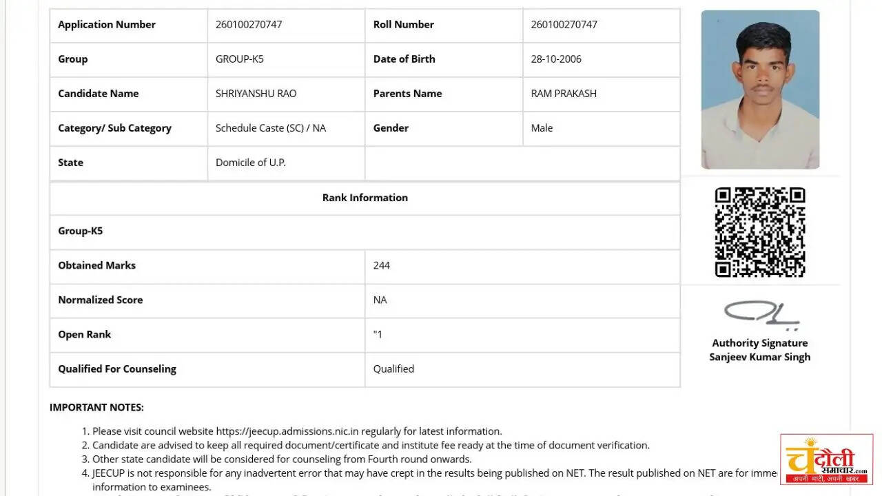 chandauli-shriyanshu-rao-tops-up-polytechnic-exam 