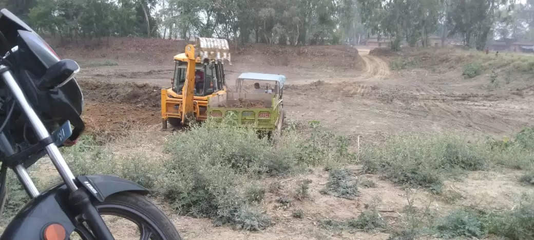 JCB in Amrit sarovar 