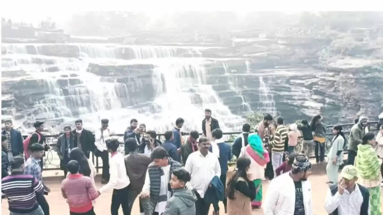 Rajdari Devdari Waterfall new year crowd  Chandauli tourism records 2026  Naugarh waterfall security alert